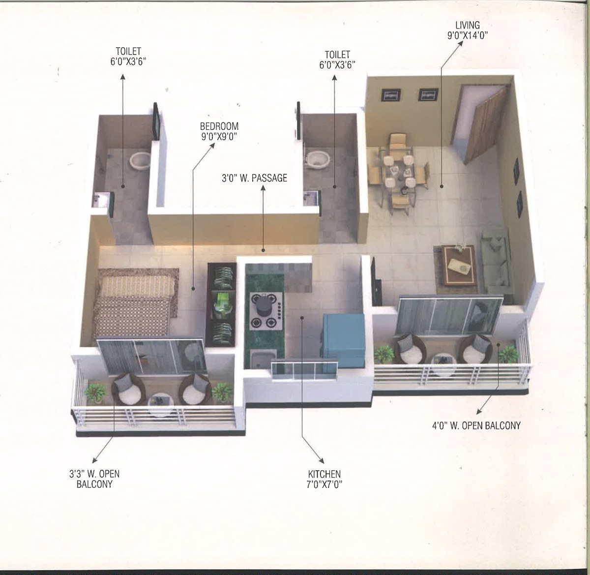 1 BHK Floor Plan