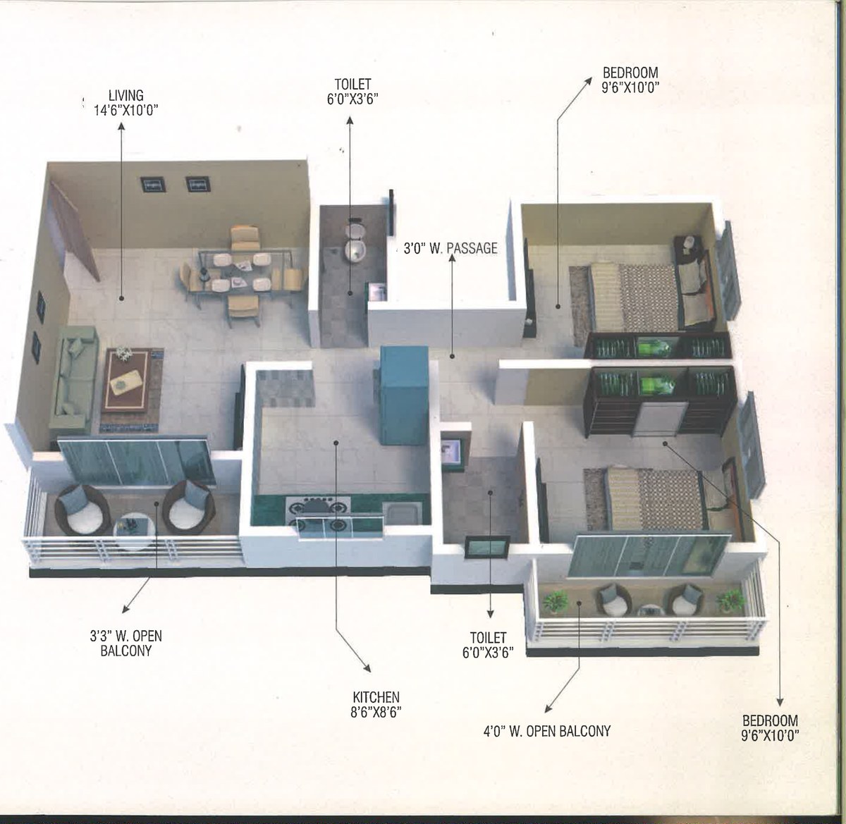 2 BHK Floor Plan